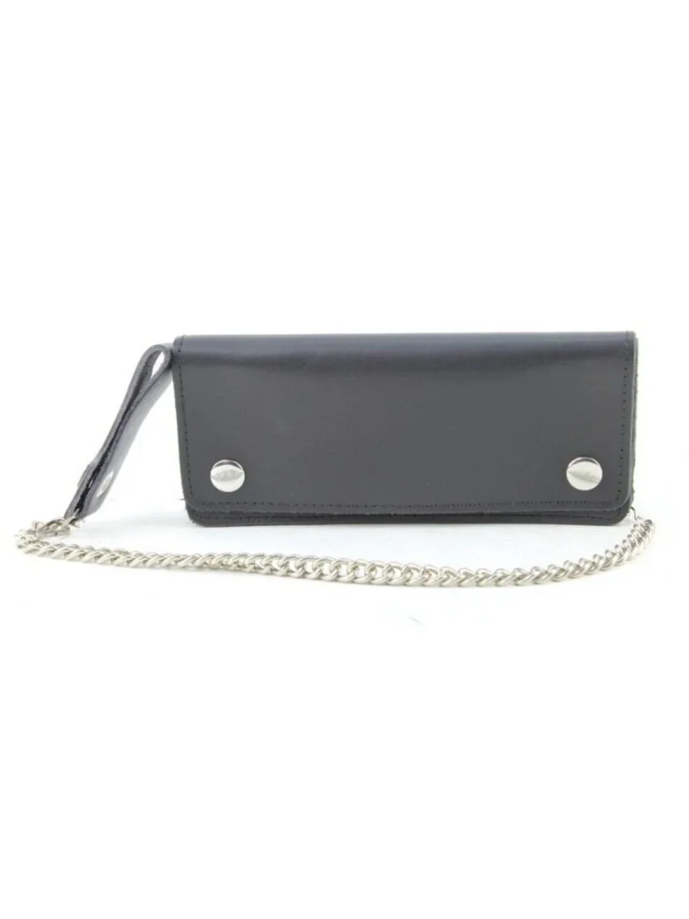 Men's Classic Genuine Premium Leather Snap Chain Trucker Biker Wallet Black NEW